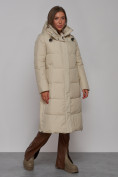Оптом Пальто утепленное молодежное зимнее женское бежевого цвета 52329B в Волгоградке, фото 3