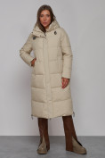 Оптом Пальто утепленное молодежное зимнее женское бежевого цвета 52329B, фото 5