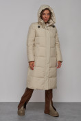 Оптом Пальто утепленное молодежное зимнее женское бежевого цвета 52329B в Сочи, фото 7