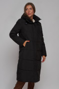 Оптом Пальто утепленное молодежное зимнее женское черного цвета 52329Ch в Самаре, фото 10