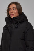 Оптом Пальто утепленное молодежное зимнее женское черного цвета 52329Ch в  Красноярске, фото 13