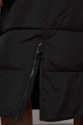 Оптом Пальто утепленное молодежное зимнее женское черного цвета 52329Ch в Уфе, фото 15