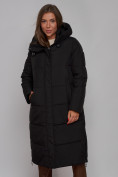 Оптом Пальто утепленное молодежное зимнее женское черного цвета 52329Ch в Уфе, фото 18