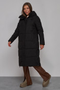 Оптом Пальто утепленное молодежное зимнее женское черного цвета 52329Ch в Волгоградке, фото 2