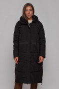 Оптом Пальто утепленное молодежное зимнее женское черного цвета 52329Ch в Сочи, фото 20