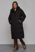 Оптом Пальто утепленное молодежное зимнее женское черного цвета 52329Ch в Казани, фото 21