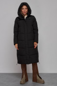 Оптом Пальто утепленное молодежное зимнее женское черного цвета 52329Ch в Самаре, фото 5