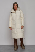 Оптом Пальто утепленное молодежное зимнее женское светло-бежевого цвета 52329SB