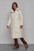 Оптом Пальто утепленное молодежное зимнее женское светло-бежевого цвета 52329SB, фото 2