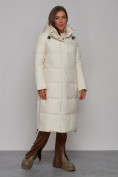 Оптом Пальто утепленное молодежное зимнее женское светло-бежевого цвета 52329SB в Волгоградке, фото 3