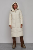 Оптом Пальто утепленное молодежное зимнее женское светло-бежевого цвета 52329SB, фото 4