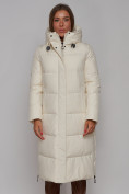 Оптом Пальто утепленное молодежное зимнее женское светло-бежевого цвета 52329SB в Казани, фото 7