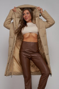 Оптом Пальто утепленное молодежное зимнее женское светло-коричневого цвета 52329SK, фото 16