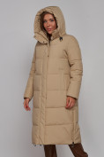 Оптом Пальто утепленное молодежное зимнее женское светло-коричневого цвета 52329SK в Казани, фото 7
