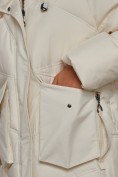 Оптом Пальто утепленное молодежное зимнее женское бежевого цвета 52330B в Челябинске, фото 12