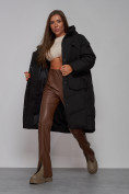 Оптом Пальто утепленное молодежное зимнее женское черного цвета 52330Ch, фото 17