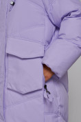 Оптом Пальто утепленное молодежное зимнее женское фиолетового цвета 52330F в Новосибирске, фото 11