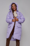 Оптом Пальто утепленное молодежное зимнее женское фиолетового цвета 52330F в Воронеже, фото 15