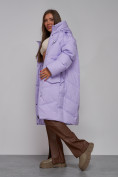 Оптом Пальто утепленное молодежное зимнее женское фиолетового цвета 52330F в Сочи, фото 16
