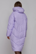 Оптом Пальто утепленное молодежное зимнее женское фиолетового цвета 52330F в Сочи, фото 7