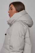 Оптом Пальто утепленное молодежное зимнее женское светло-серого цвета 52330SS, фото 19