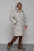 Оптом Пальто утепленное молодежное зимнее женское светло-серого цвета 52330SS, фото 7