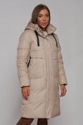 Оптом Пальто утепленное молодежное зимнее женское бежевого цвета 52331B в Баку, фото 10