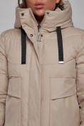 Оптом Пальто утепленное молодежное зимнее женское бежевого цвета 52331B в Волгоградке, фото 12