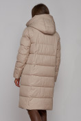 Оптом Пальто утепленное молодежное зимнее женское бежевого цвета 52331B, фото 18