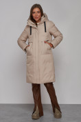 Оптом Пальто утепленное молодежное зимнее женское бежевого цвета 52331B в  Красноярске, фото 6
