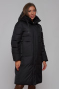 Оптом Пальто утепленное молодежное зимнее женское черного цвета 52331Ch в Челябинске, фото 11