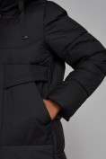 Оптом Пальто утепленное молодежное зимнее женское черного цвета 52331Ch в Сочи, фото 12