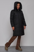 Оптом Пальто утепленное молодежное зимнее женское черного цвета 52331Ch в Волгоградке, фото 6