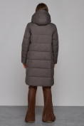 Оптом Пальто утепленное молодежное зимнее женское темно-серого цвета 52331TC в Уфе, фото 4