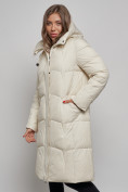 Оптом Пальто утепленное молодежное зимнее женское бежевого цвета 52332B в Екатеринбурге, фото 10