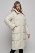 Оптом Пальто утепленное молодежное зимнее женское бежевого цвета 52332B в Екатеринбурге, фото 9