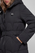 Оптом Пальто утепленное молодежное зимнее женское черного цвета 52332Ch, фото 11