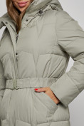 Оптом Пальто утепленное молодежное зимнее женское зеленого цвета 52332Z, фото 11