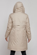 Оптом Пальто утепленное с капюшоном зимнее женское бежевого цвета 52333B, фото 7