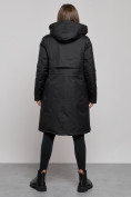 Оптом Пальто утепленное с капюшоном зимнее женское черного цвета 52333Ch, фото 4
