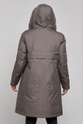 Оптом Пальто утепленное с капюшоном зимнее женское темно-серого цвета 52333TC в Волгоградке, фото 13