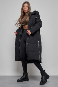 Оптом Пальто утепленное молодежное зимнее женское черного цвета 52351Ch в Волгоградке, фото 12