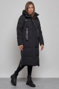 Оптом Пальто утепленное молодежное зимнее женское черного цвета 52351Ch в Челябинске, фото 7