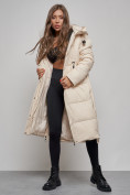 Оптом Пальто утепленное молодежное зимнее женское светло-бежевого цвета 52351SB в Иркутске, фото 12