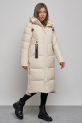 Оптом Пальто утепленное молодежное зимнее женское светло-бежевого цвета 52351SB, фото 2