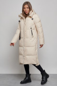 Оптом Пальто утепленное молодежное зимнее женское светло-бежевого цвета 52351SB, фото 3