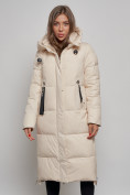 Оптом Пальто утепленное молодежное зимнее женское светло-бежевого цвета 52351SB в Оренбурге, фото 8
