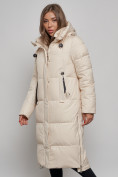 Оптом Пальто утепленное молодежное зимнее женское светло-бежевого цвета 52351SB в Краснодаре, фото 9