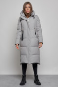 Оптом Пальто утепленное молодежное зимнее женское серого цвета 52351Sr в Оренбурге