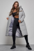 Оптом Пальто утепленное молодежное зимнее женское серого цвета 52351Sr в Санкт-Петербурге, фото 14